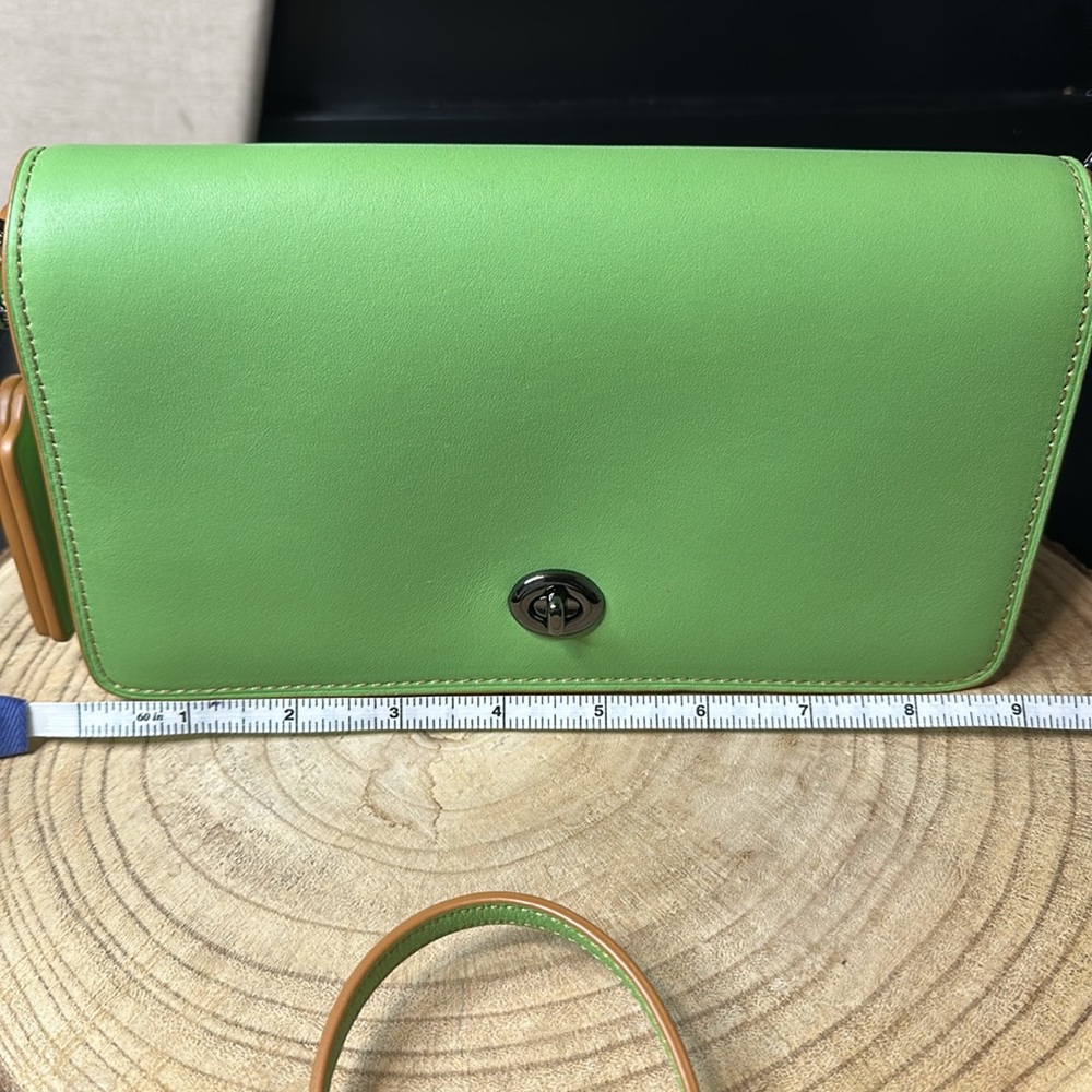 Coach Pistachio Dinky Glovetanned Green Leather Crossbody Shoulder Bag Purse - Picture 14 of 15